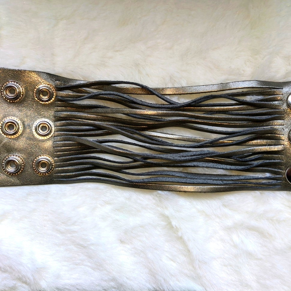 Gray Leather Cuff